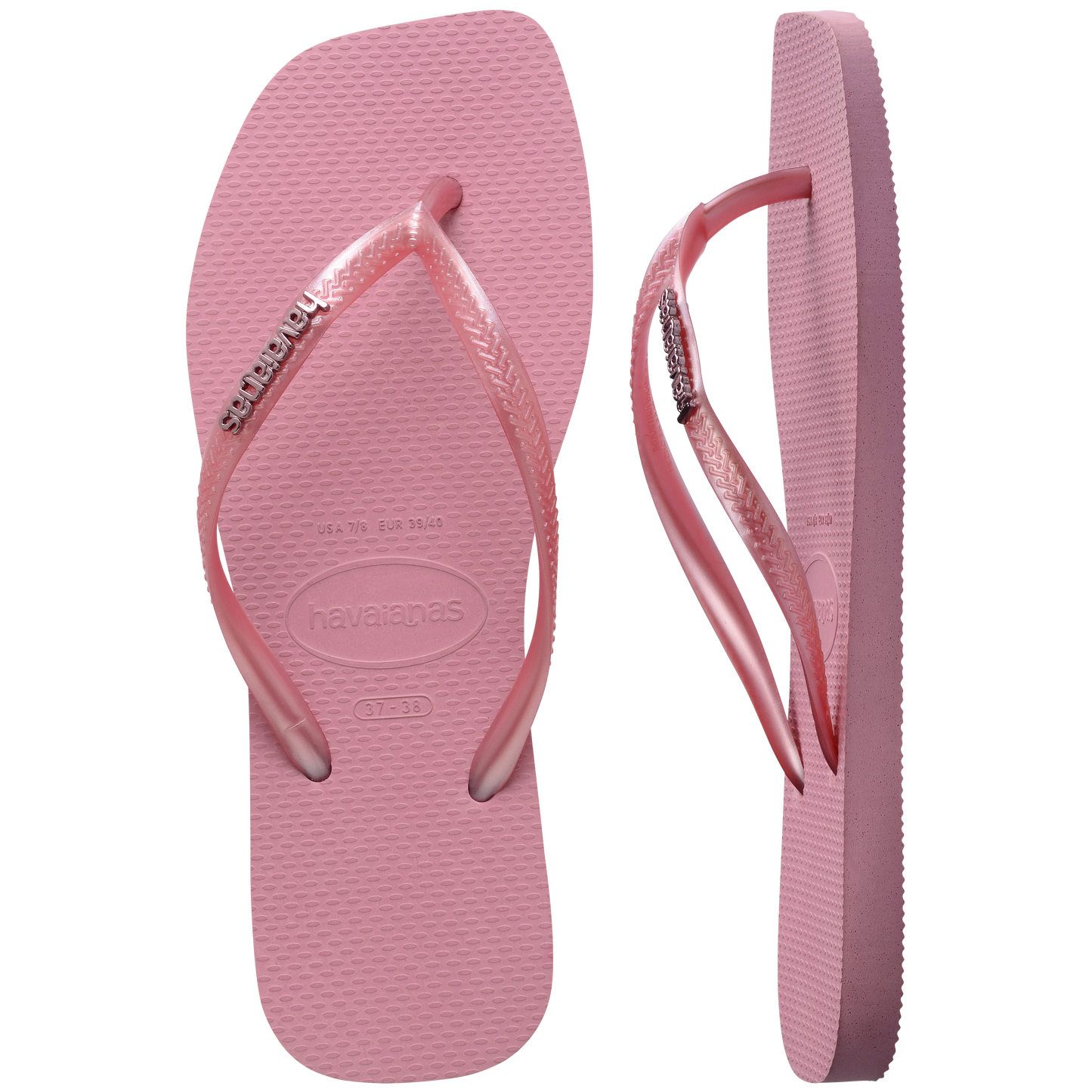 Slim Square Metal Logo Thongs
