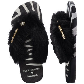 Dolce & Gabbana Animals Faux Fur Zebra Thongs