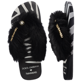 Dolce & Gabbana Animals Faux Fur Zebra Thongs