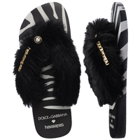 Dolce & Gabbana Animals Faux Fur Zebra Thongs