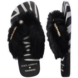 Dolce & Gabbana Animals Faux Fur Zebra Thongs