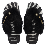Dolce & Gabbana Animals Faux Fur Zebra Thongs