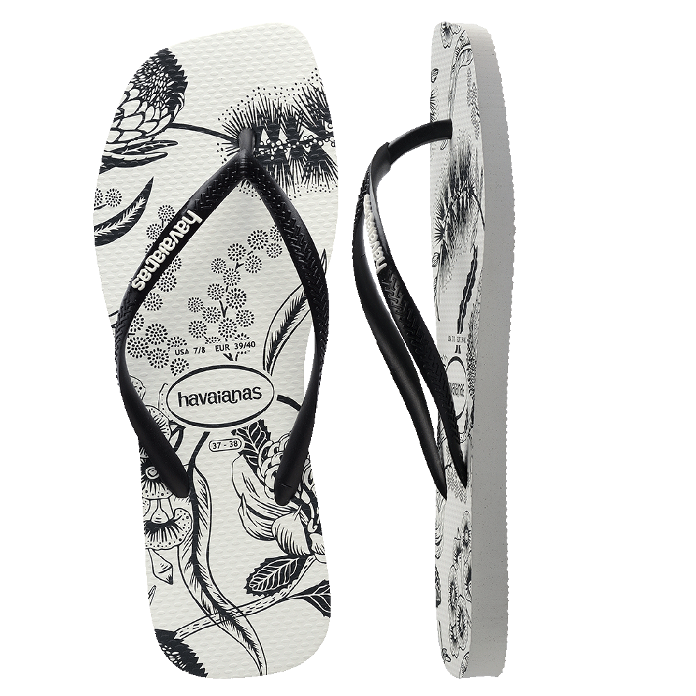 Slim Square Printed Flower Thongs