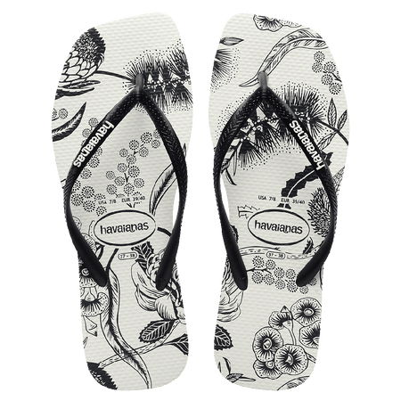 Slim Square Printed Flower Thongs