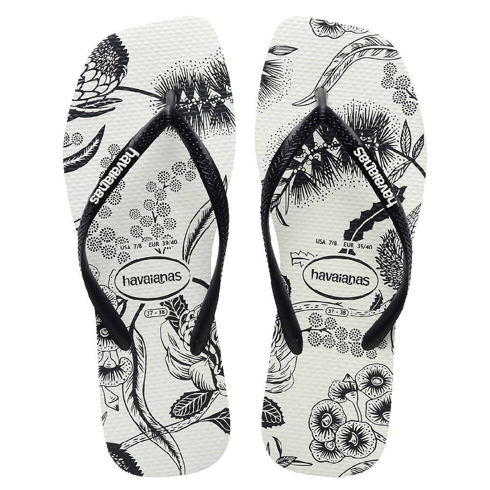 Slim Square Printed Flower Thongs