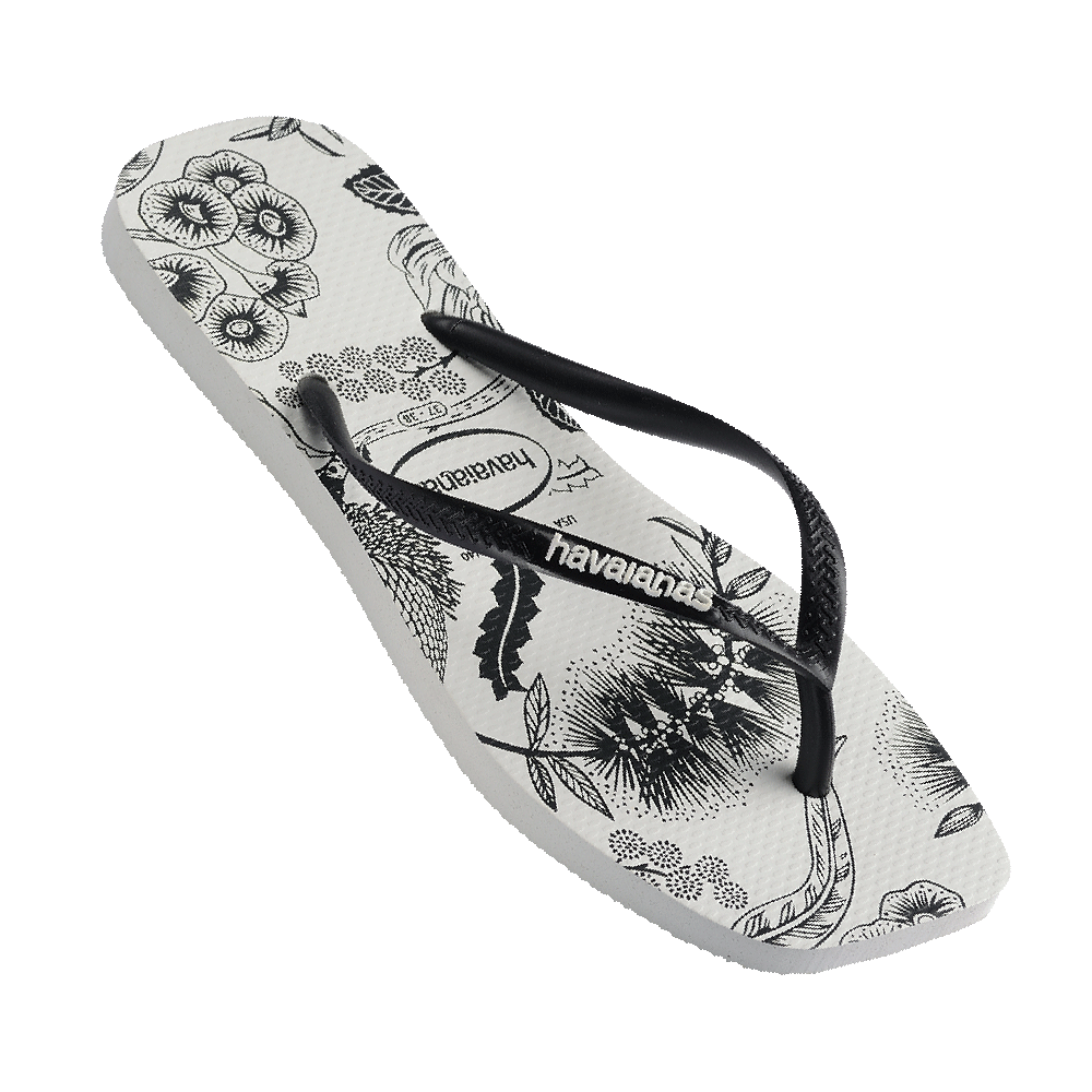 Slim Square Printed Flower Thongs